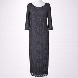 Ingrid & Isabel Floral Lace Whimsigoth Maxi Dress Size M Black Dark Romantic 3/4
